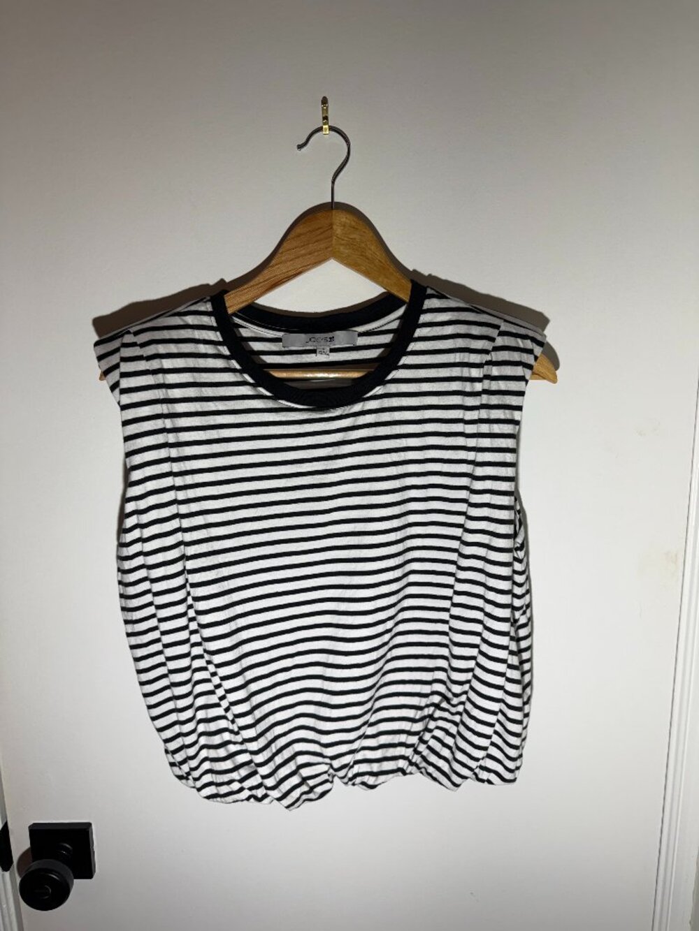 Joe's Jeans Cropped Black & White Striped Crop Top, Size Small